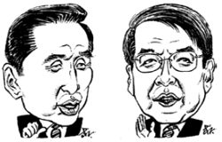 李明博大統領（左）、鄭雲燦総理
