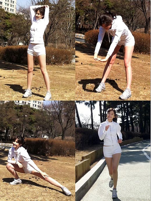 ＳＫ－Ⅱの化粧品広告撮影で脚線美を披露した女優のコン・ヒョンジュ。