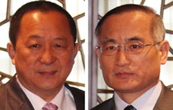 北朝鮮の李容浩（リ・ヨンホ）外務次官（左）、韓国の魏聖洛（ウィ・ソンラク）韓半島平和交渉本部長（右）