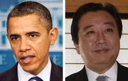 オバマ米大統領（左）と野田日本首相。