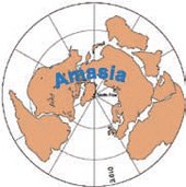 アメリカ大陸とアジア大陸が一つになったスーパー大陸「アマシア（Ａｍａｓｉａ）」。