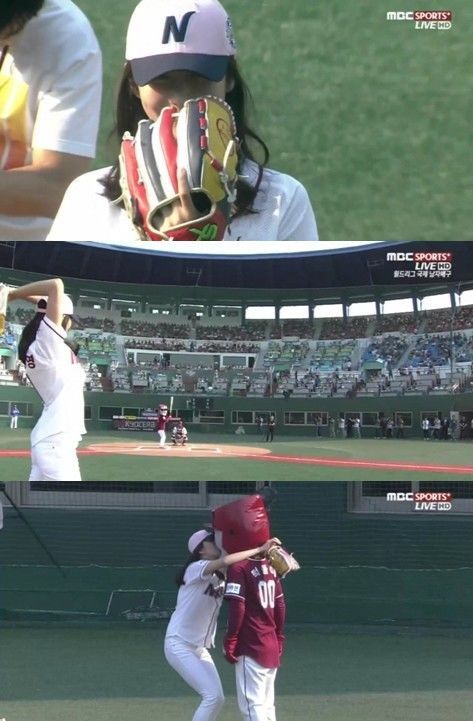 女優ファン・イニョンが２０日、ソウル陽川区木洞球場で行われたネクセン－サムスン戦の前、始球式を行った。