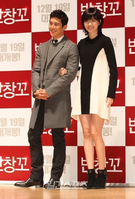 映画『絆創膏（ばんそうこう）』で共演した俳優のコ・ス（左）と女優のハン・ヒョジュ。
