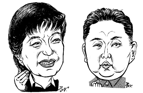 朴槿恵（パク・クネ）韓国次期大統領、金正恩（キム・ジョンウン）北朝鮮第１書記。