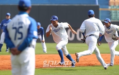 ＷＢＣ韓国代表チームの練習風景。