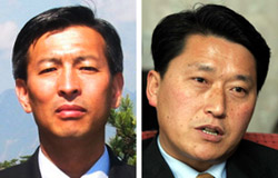 リ・クムチョル中央特区開発指導総局長（左）、メン・ギョンイル朝鮮アジア太平洋平和委員会室長（右）。