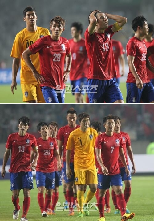東アジアカップ２０１３第２戦の中国戦を終えた韓国チームの様子。
