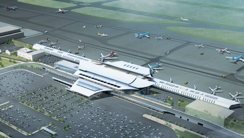 金浦空港国内線旅客ターミナル鳥瞰図（２０１７年までにリモデリング予定）。
