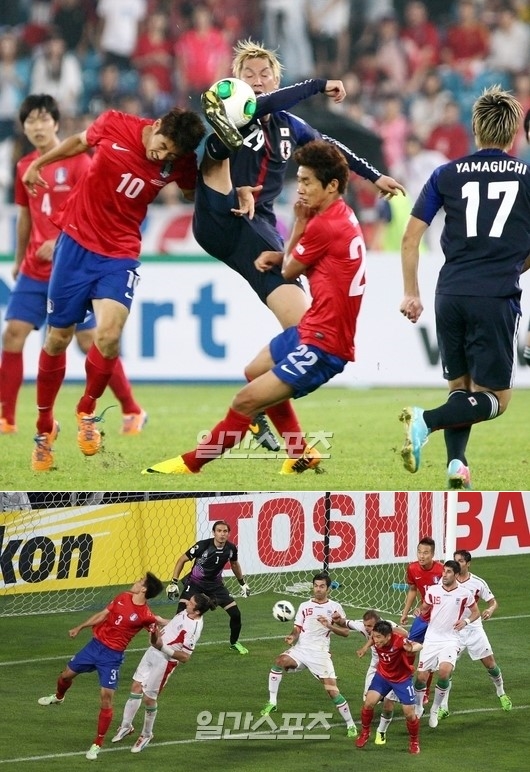 日本（上）・イランと対戦するサッカー韓国代表。