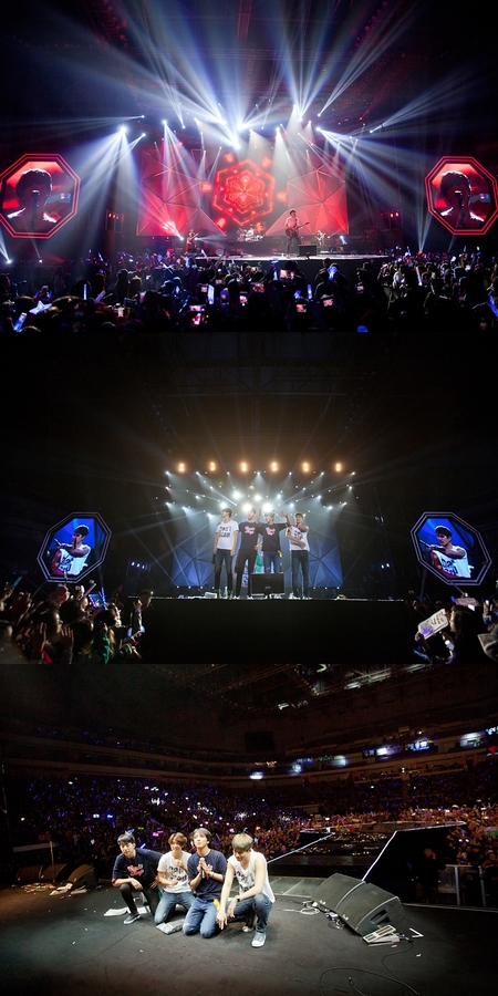 １１月２９日に行われた４人組バンドＣＮＢＬＵＥの「２０１４　ＣＮＢＬＵＥ　Ｌｉｖｅ－Ｃａｎ?ｔ　Ｓｔｏｐ」中国南京公演の様子。