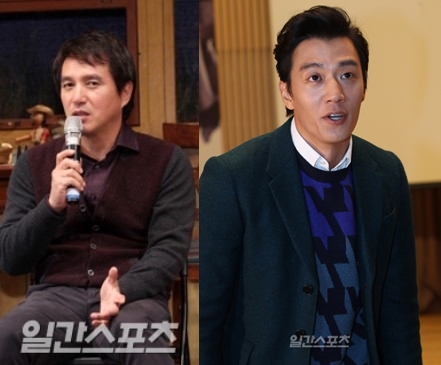 俳優のチョ・ジェヒョン（左）とキム・レウォン（右）