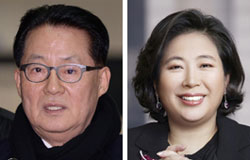 朴智元（パク・チウォン）議員（写真左）、玄貞恩（ヒョン・ジョンウン）現代会長