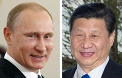 プーチン露大統領（左）、習近平中国国家主席（右）
