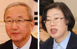 玄オ錫（ヒョン・オソク）元経済副首相（写真左）、尹珍淑（ユン・ジンスク）元海洋水産部長官