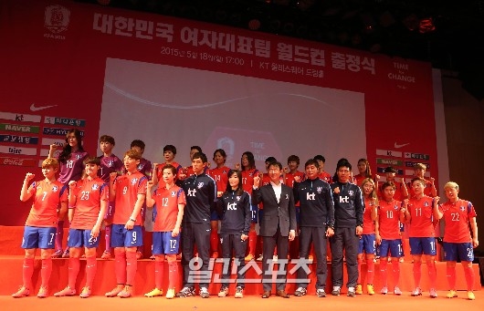 サッカー韓国女子代表の「出征式」（写真＝中央フォト）
