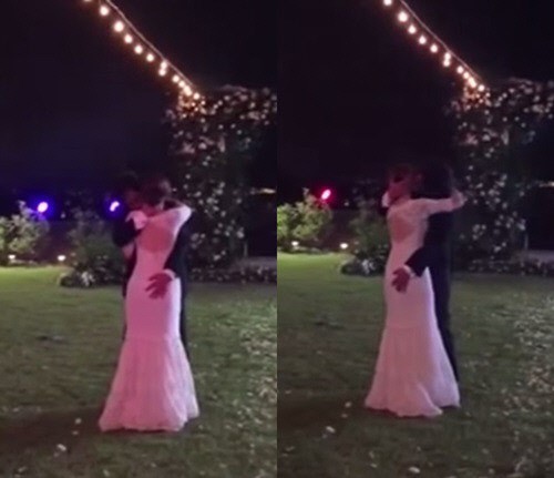 ペ・ヨンジュンとパク・スジンが結婚式で一緒に踊っている様子（写真＝オンラインコミュニティ掲示板）