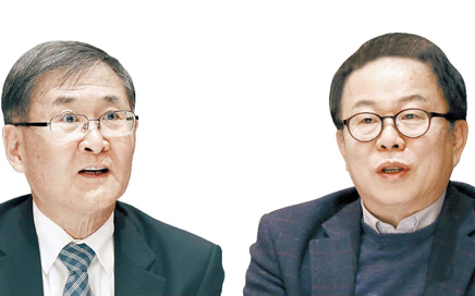 カン・ソンモＫＡＩＳＴ総長（左）と呉俊鎬教授