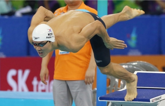 韓国水泳の朴泰桓は自由形４００メートルで決勝に上がれなかった。（写真＝中央フォト）