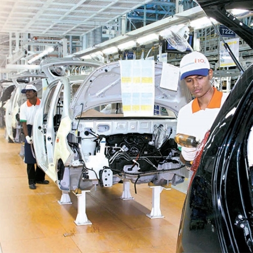 現代車チェンナイ工場の生産ライン。