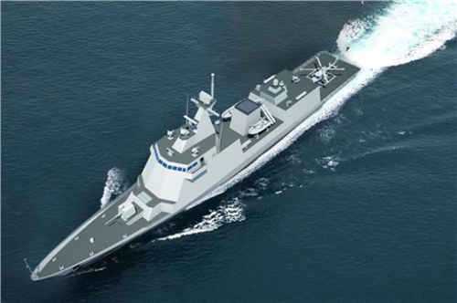 現代重工業が２４日、フィリピン国防省から受注した２６００トン級の護衛艦模型図（写真提供＝現代重工業）