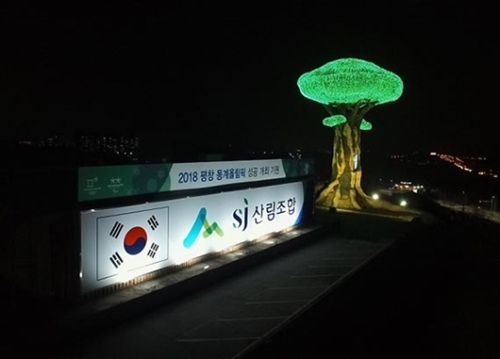 １１日、京畿道驪州市の中部木材流通センターで、２０１８平昌冬季オリンピック（五輪）の開催成功を念願する「生命の木」の点灯式が行われた。