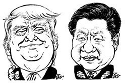 トランプ米大統領（左）、習近平中国国家主席（右）