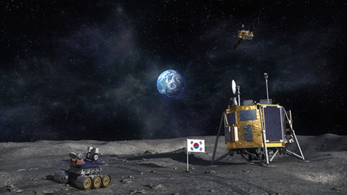 韓国の月着陸船と月面車が月の表面に降りた想像図。言葉通り想像に終わる可能性が高まった。（写真＝韓国航空宇宙研究院）
