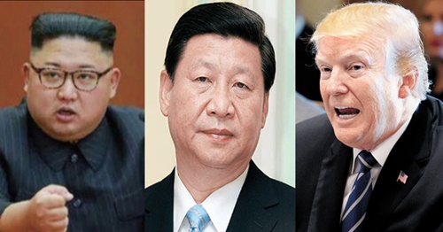 北朝鮮の金正恩国務委員長、中国の習近平国家主席、米国のトランプ大統領（中央フォト）