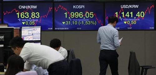 １０月のＫＯＳＰＩ（韓国総合株価指数）急落（写真＝中央フォト）
