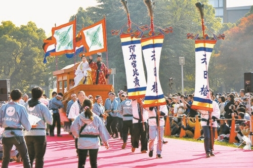 ２０１７年大阪で開かれた「四天王寺ワッソ」の祭り。