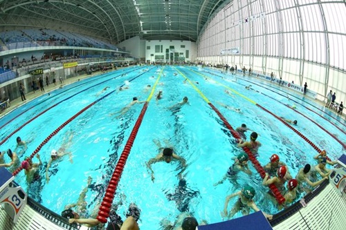 ２０１９光州世界水泳選手権大会の主競技場である光州広域市南部大学の国際プール。（写真＝中央フォト）