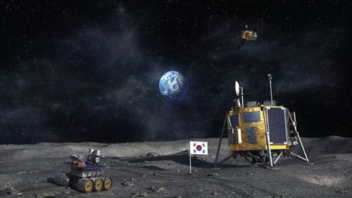 韓国の月探査船が月面に着陸した姿を想像したコンピューターグラフィックイメージ資料。（写真＝航空宇宙研究院