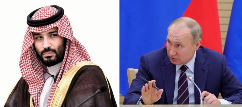 サウジアラビアのムハンマド・ビン・サルマン皇太子（左）、ロシアのプーチン大統領