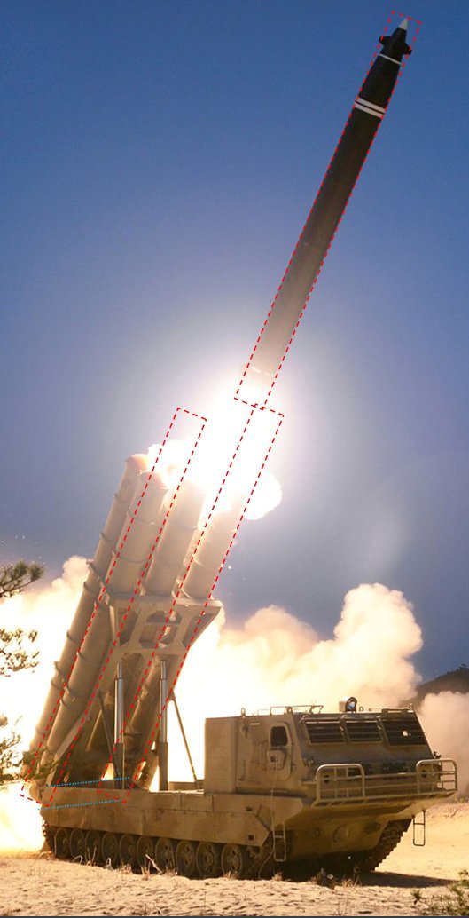 ドイツのミサイル専門家マルクス・シラー博士は北朝鮮が２９日に超大型ロケット砲だと主張して打ち上げた飛翔体について「飛翔体と発射管の長さが合わない」として改ざんの可能性に言及した。［マルクス・シラー博士ツイッター　キャプチャー］