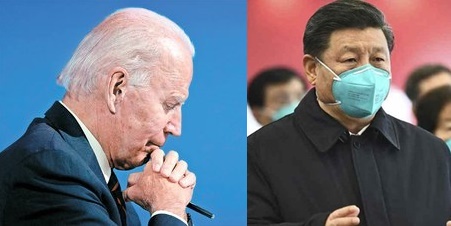 ジョー・バイデン米国大統領（左）と習近平中国国家主席（右）