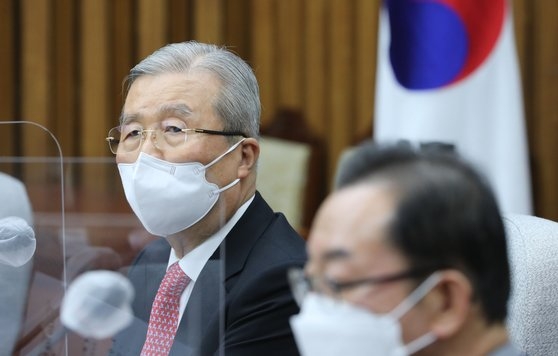 韓国野党「国民の力」の金鍾仁（キム・ジョンイン）非常対策委員長。オ・ジョンテク記者