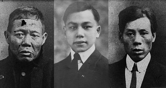１９１２年に沈没したタイタニック号中国人生存者のＡｈ　Ｌａｍ、Ｆａｎｇ　Ｌａｎｇ、Ｌｉｎｇ　Ｈｅｅ（左から）。［写真　ＬＰ　Ｆｉｌｍｓキャプチャー］