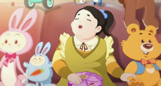 北朝鮮のダイエットアニメ。［インターネット　キャプチャー］