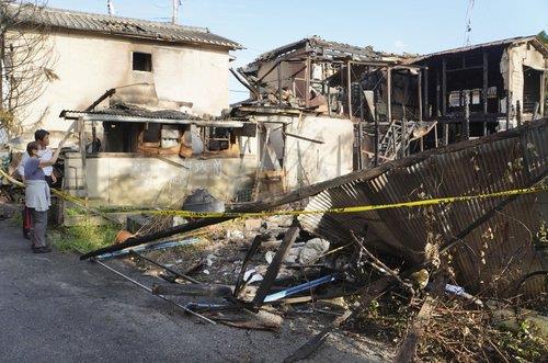 放火で消失したウトロ地区の建物の様子。［写真　共同＝連合ニュース］