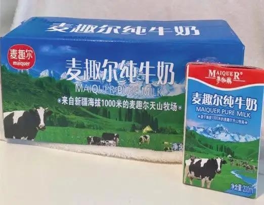 中国の食品メーカー「マイチューアル」の牛乳製品。［写真　百度　キャプチャー］