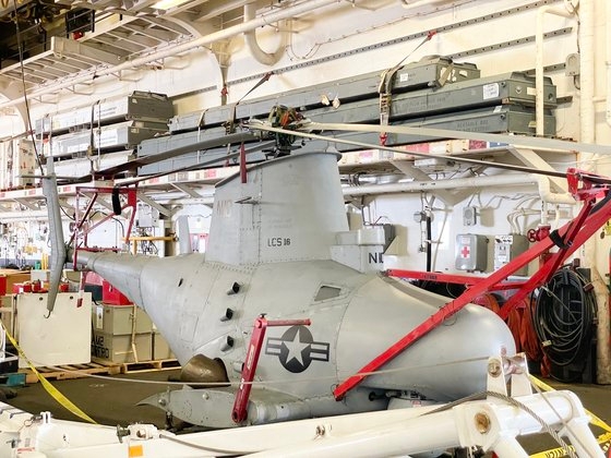米国海軍の無人水上艦「シーハンター」。今回のリムパック訓練に初めて参加した。　写真＝キム・サンジン記者