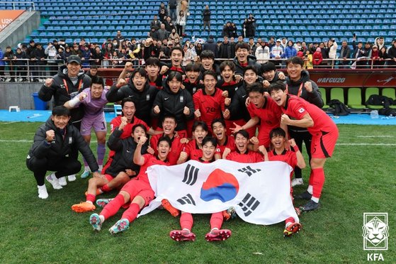 Ｕ－２０Ｗ杯出場権を獲得したＵ－２０韓国代表　写真＝大韓サッカー協会