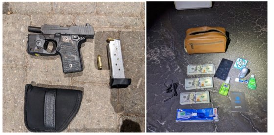 韓国系男性ヒョングク・コルシアク容疑者が持っていた拳銃や現金などの所持品。［写真　米国司法省］