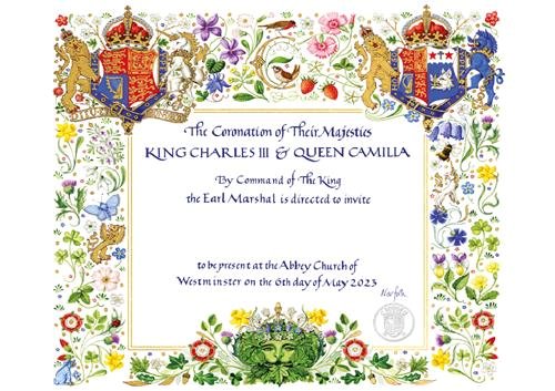 英国チャールズ３世戴冠式の招待状。［写真　英国王室　ウェブサイト　キャプチャー］