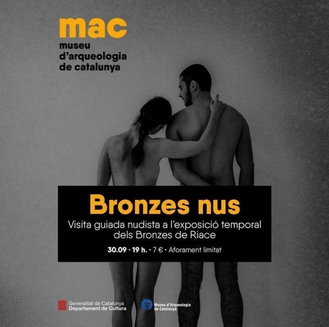カタルーニャ考古学博物館の「リアーチェのブロンズ像写真展」。［写真　カタルーニャ考古学博物館　ＳＮＳ］