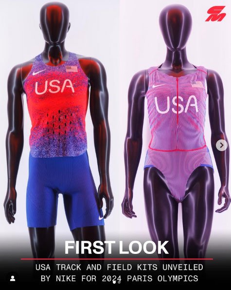 ナイキが公開した米国代表チームの陸上競技服。［写真＝ＳＮＳ　キャプチャー］