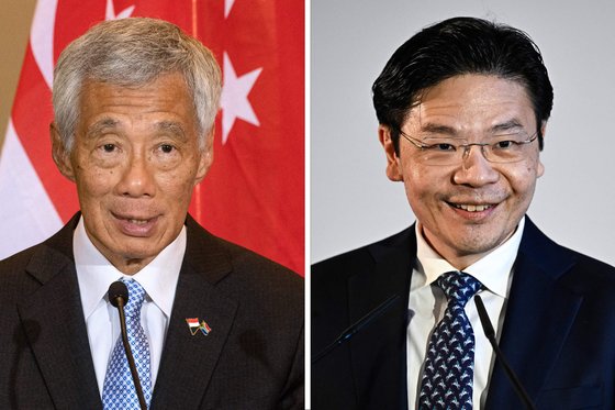 リー・シェンロン首相（左）、ローレンス・ウォン副首相（右）