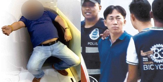 マレーシア国際空港で暗殺された金正男氏と北朝鮮国籍のイ・ジョンチョル容疑者（右）（写真　中央フォト）
