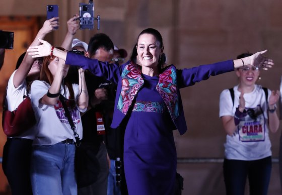 メキシコ初の女性大統領、クラウディア・シェインバウム氏。［写真　ＥＰＡ＝聯合ニュース］