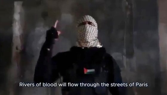 ２０２４パリオリンピック（五輪）期間にパリを攻撃すると威嚇する謎の映像がＳＮＳに拡散した。［写真　Ｘ　キャプチャー］